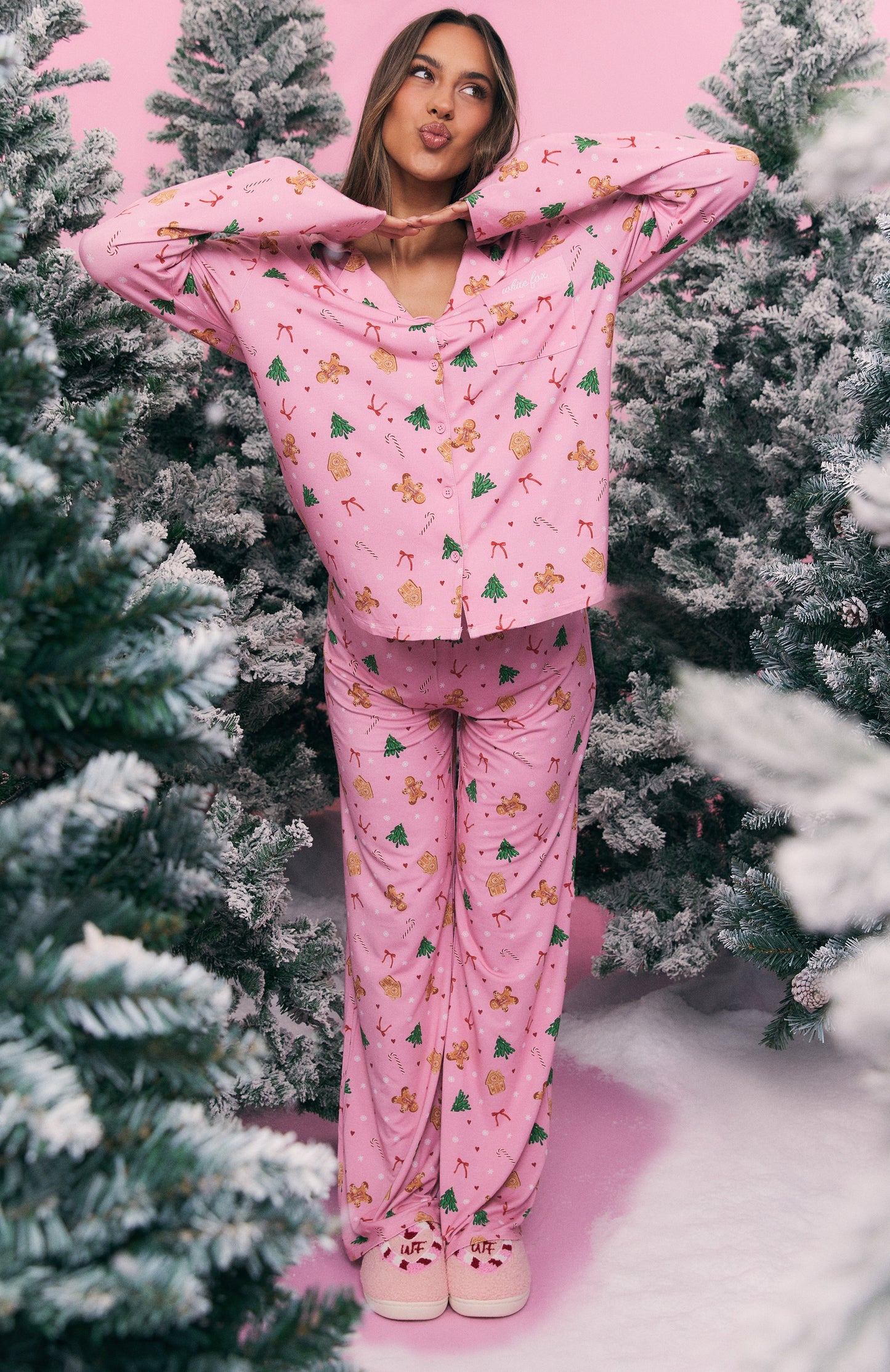Pillow Talk Printed Long Sleeve Pyjama Set Candy Kiss