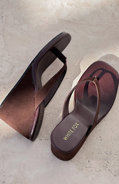 Grace Wedge Chocolate Faux Suede