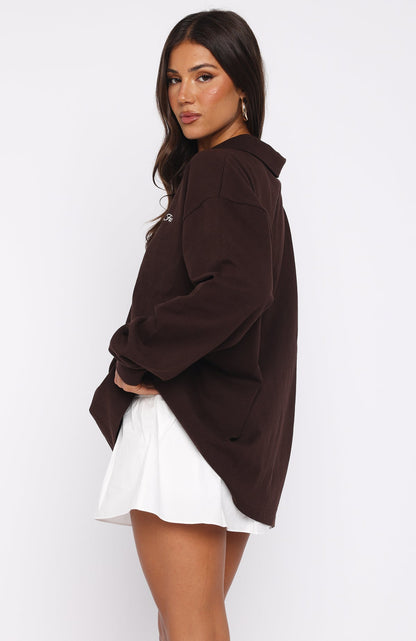 Let's Get Lost Oversized Long Sleeve Jersey Chocolate