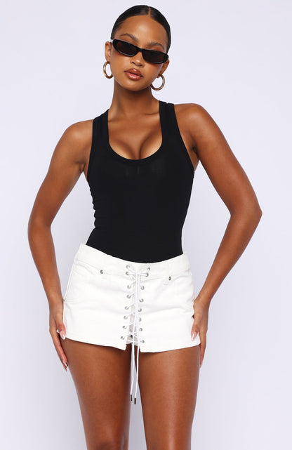 Might Be Love Denim Skort White