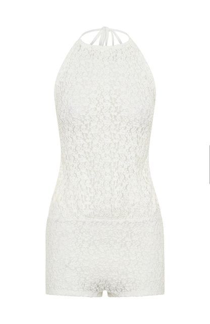 Misbehave Playsuit Off White