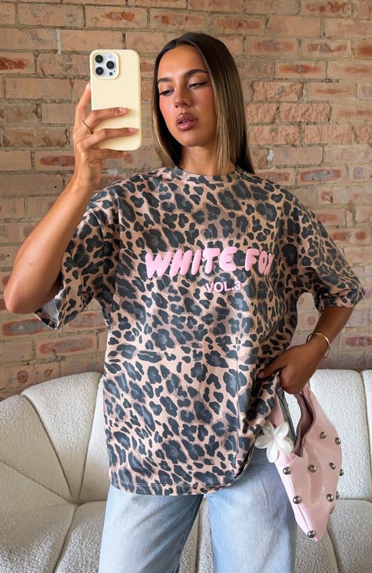 Offstage Printed Oversized Tee Dark Leopard