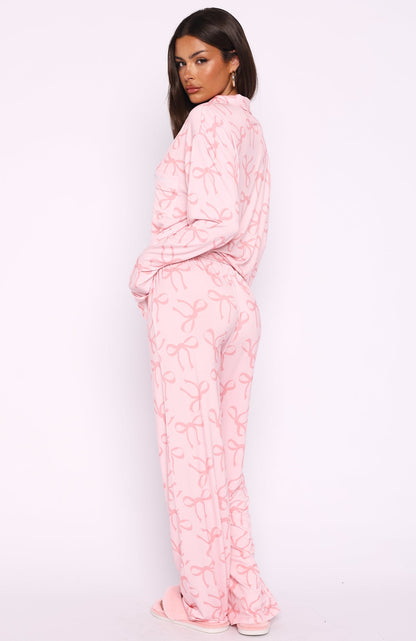 Pillow Talk Printed Long Sleeve Pyjama Set Posy Bow