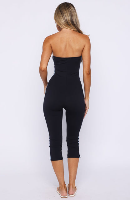 Pocket Rocket Capri Jumpsuit Navy/Blue Stripe