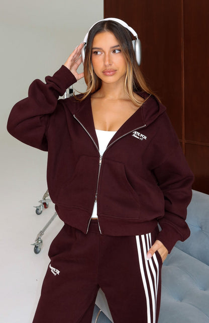 Release 15 Asalia Boxy Zip Front Hoodie Plum