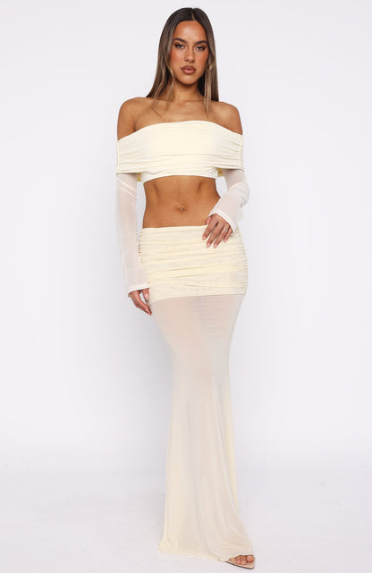Need Your Heart Maxi Skirt Cream