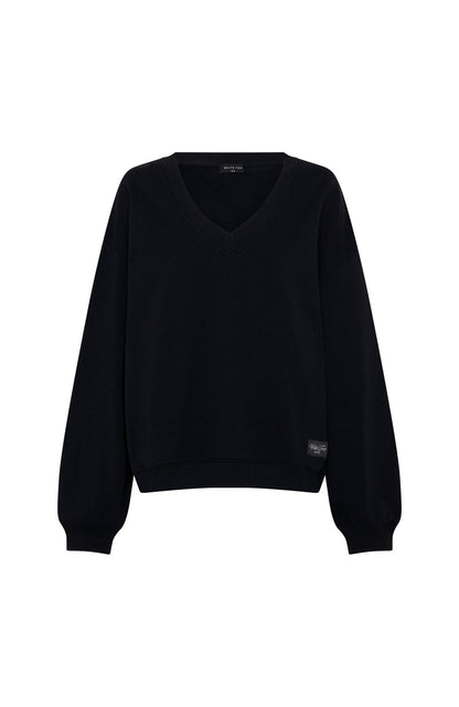Shutting It Down V Neck Oversized Sweater Black