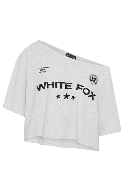 Stay Clear Off Shoulder Cropped Tee Grey Marle