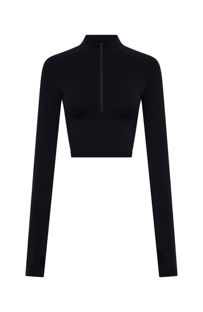 Stride Seamless Zip Long Sleeve Black