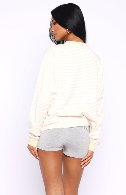 Touchdown Long Sleeve Tee Lemon Stripe