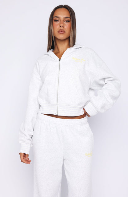 Verano Sixteen Fiorella Boxy Zip Front Hoodie Grey Marle