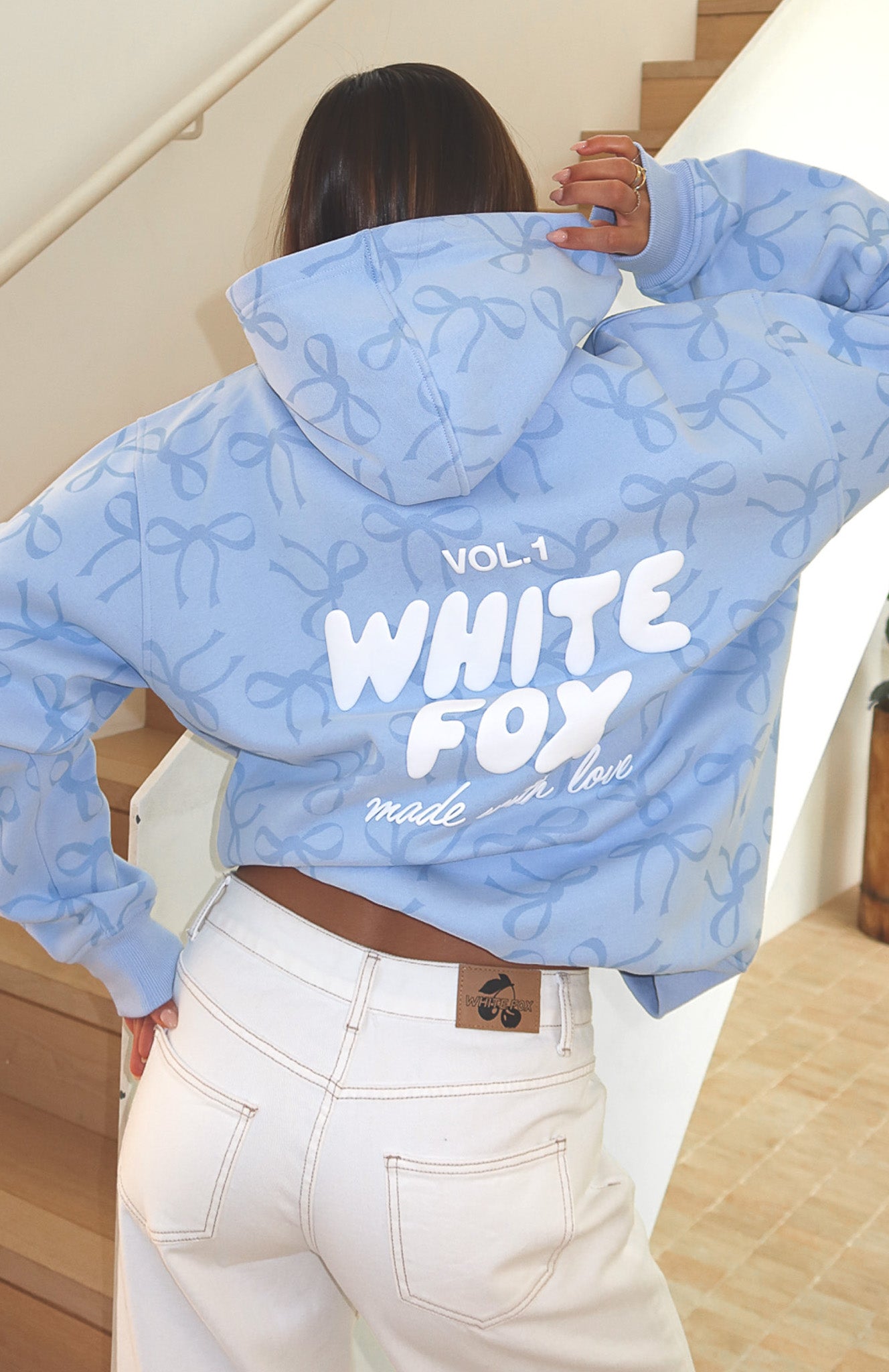 Vol. 1 Oversized Printed Hoodie Blue Bow