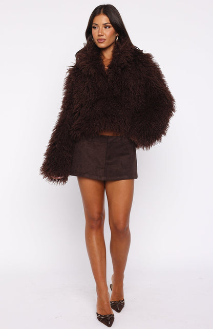 Weekend Away Fur Jacket Chocolate