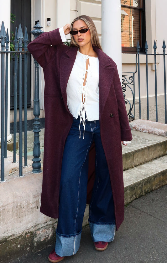 Winter Holiday Oversized Coat Burgundy