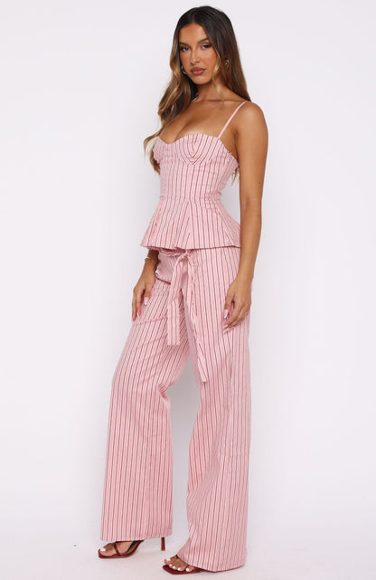 Tempt Me Not Pants Pink Stripe
