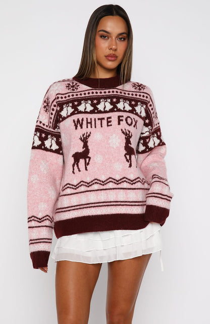 Arctic Fire Knit Sweater Crimson Twist