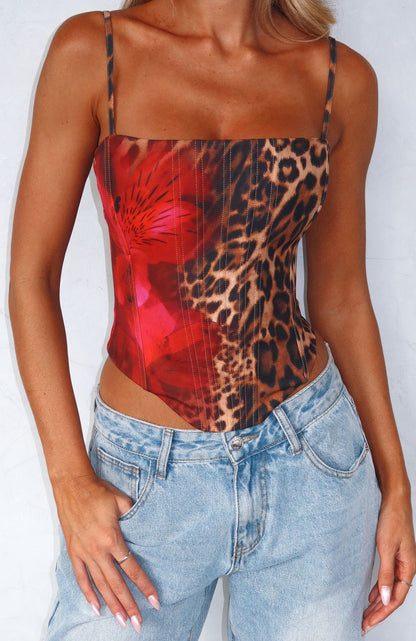 You'll Be Ok Bustier Leopard Bloom